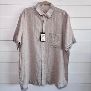 Tasso Elba Men's Short Sleeve Linen Shirt Hummus Combo Size‎ XL (17-17 1/2)